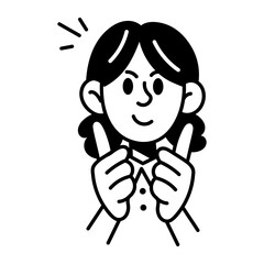 A character giving a thumbs up reaction, hand drawn icon 