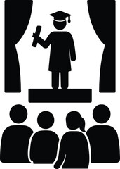 Vector Graduation ceremony silhouette stage and audience Illustrator