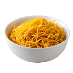A bowl of delicate, golden-yellow noodles, perfect for stir-frying or serving with a variety of sauces. Ideal for culinary presentations, cooking blogs, and food-related projects.