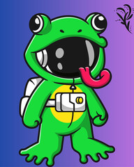 Cartoon Frog Astronaut Character Illustration