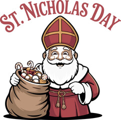Happy St Nicholas Day Typography T Shirt Vector Graphic Design