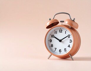 Naklejka premium A vintage alarm clock on a pastel background.