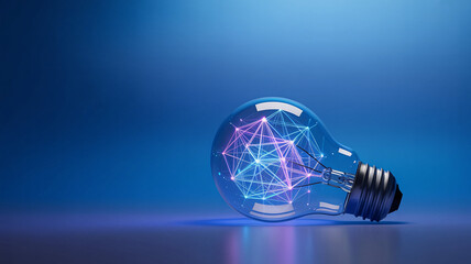 Brilliant concept idea glowing inside a lightbulb symbolizing innovation and technology breakthrough
