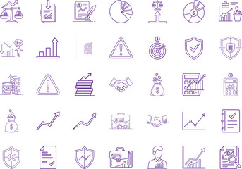 Investment Icon Bundle, Line Art Icon Pack