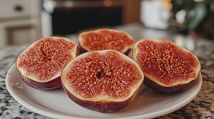 Juicy Figs on a White Plate