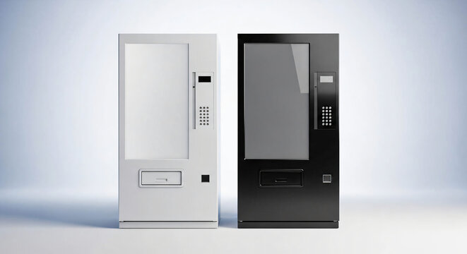 Vending Machine Duo: Black and White Automated Retail