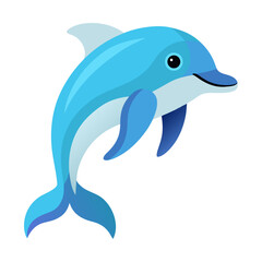 Minimalist light blue dolphin vector illustration
