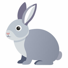 Obraz premium Cute rabbit in soft gray flat color vector style