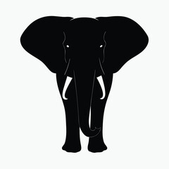 Elephant Silhouette Black Vector Minimalist Animal Outline Design