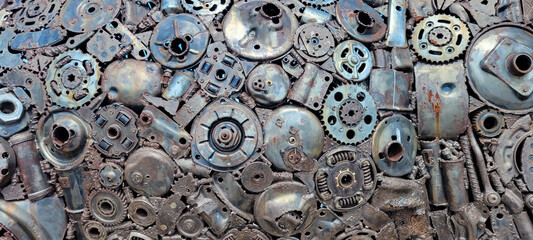 Background material of cogs and metal parts welded together