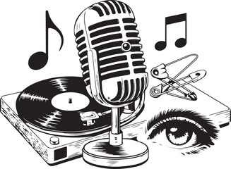 Hand-Drawn Retro Music and Punk Rock Icons