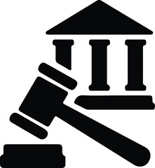 Vector Justice courthouse with gavel law and government silhouette Illustrator