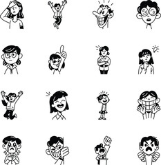 Bundle of Hand Drawn Expression Icons 

