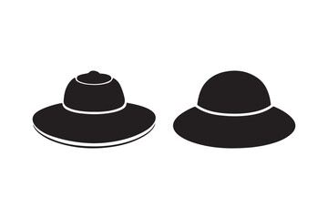 Two black silhouette sun hats with wide brims