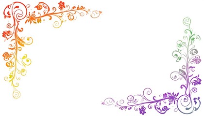 Obraz premium Floral corner border design with gradient colors