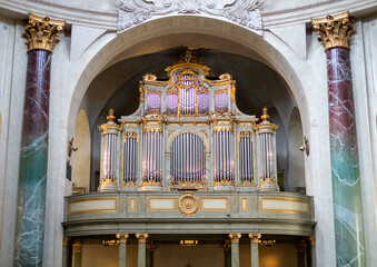 Large church organ with gold details