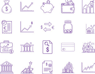 Personal Finance Icon Bundle, Line Art Icon Pack