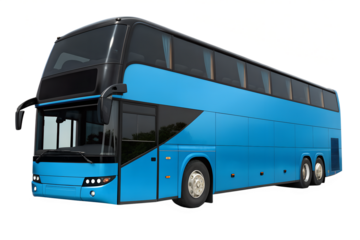 Modern Blue Double-Decker Bus Isolated on White Background