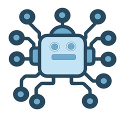 Robotics Technology Icon – Robot Head with Circuit Connections