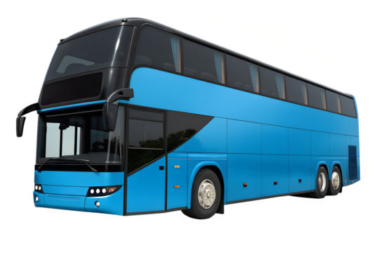 Modern Blue Double-Decker Bus Isolated on White Background