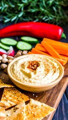 Healthy dip with assorted vegetables