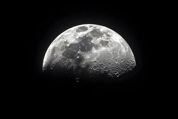 Realistic astronomical image of a waxing half moon