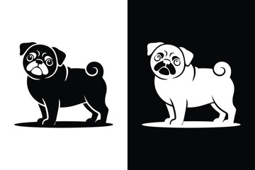 Naklejka premium Pug icon vector on White Background ,Vector Art Illustration on white background.