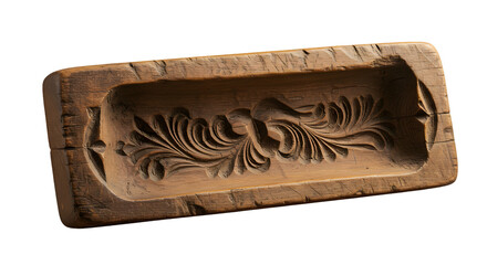 Wooden carved mold with floral design in natural finish  
