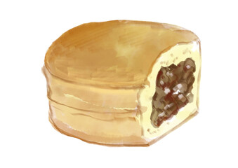 美味しそうな大判焼き/今川焼き/御座候/回転焼きの手描き水彩イラスト(透過PNG)