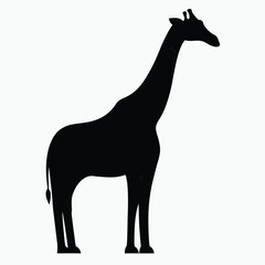 Giraffe Silhouette Black Vector Minimalist Animal Outline Design