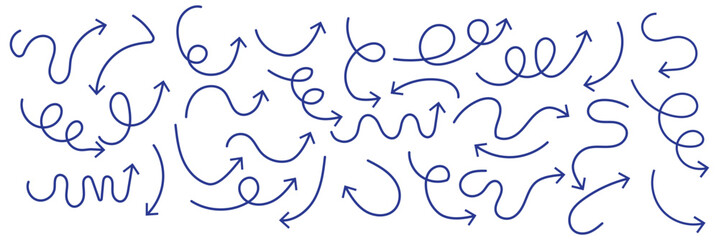 Hand drawn arrow set. Thin arrows set for business plan. vector illustration