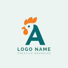Letter Rooster Logo, letter R logo, letter A