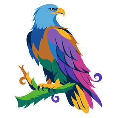 Obraz premium Exotic Eagle full body perched on tropical branch side view