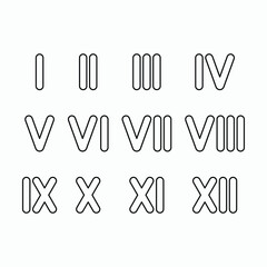roman number icon, numeric vector