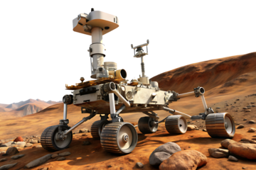 Mars Rover Exploring Rocky Terrain – Isolated on Transparent Background, AI Generated