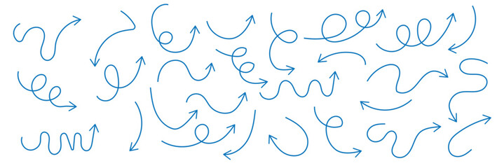Hand drawn arrow set. Thin arrows set for business plan. vector illustration