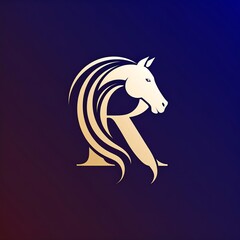 Horse head logo, stylized 'R'