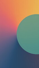 A close up of a blue, orange, and green circle on a wall.