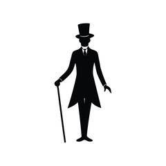 Victorian Top Hat Gentleman Silhouette Elegant Retro Design