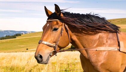 Horse portrait in a field