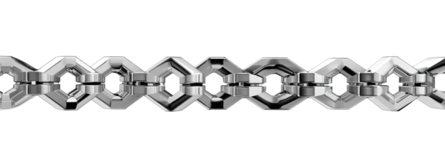 A detailed, stylized, hexagonal chain