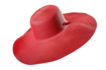 Elegant red sun hat with a wide brim, summer fashion accessory