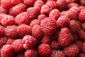 Many fresh ripe raspberries as background, closeup