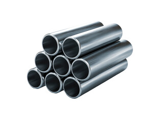 Fototapeta premium Stack of shiny, metallic, round pipes