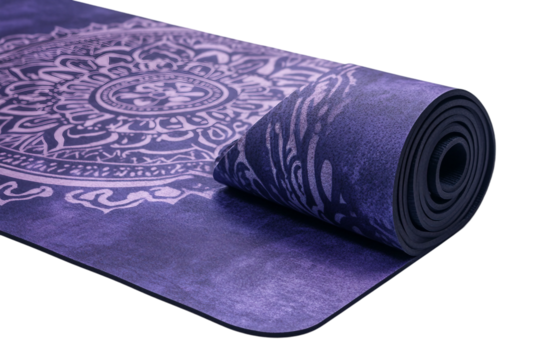 Artistic yoga mat with mandala design isolated on transparent background - Powered by Adobe