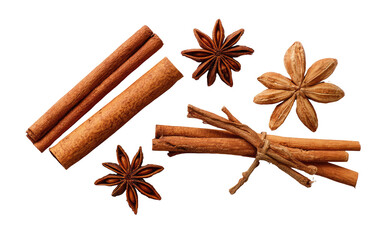 Cinnamon sticks and star anise spices, close-up