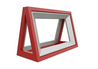Red and white geometric frame isolated on white background