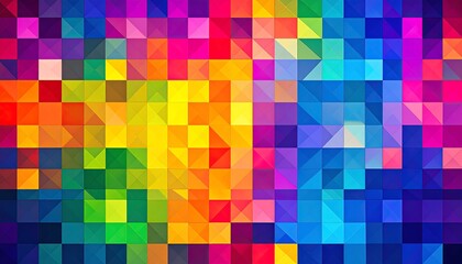 Vibrant geometric pattern of squares and triangles
