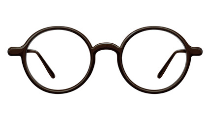 Fototapeta premium Dark brown round eyeglasses, front view