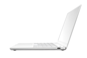 Side view of a white laptop